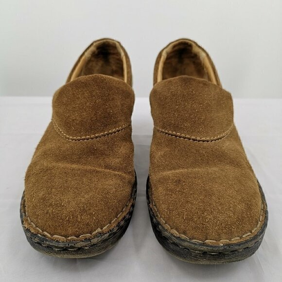 Born Concept Women's 8 Brown Leather Clogs with Cushioned Arch Exposed Stitch - Picture 3 of 8